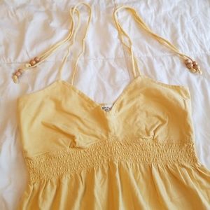 Tie strap boho top with wooden beads